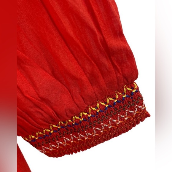 Free People Red Floral Mini Dress Size M (PTP 18.5”) - Picture 5 of 14